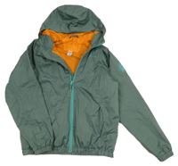 Zelenošedá šusťáková jarní funkční bunda s kapucí Quechua