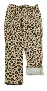 Béžovo-černé leopardí zateplené legíny 