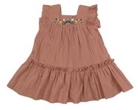 Staroružové plisované šaty s kvietkami Shein