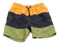 Oranžovo-kaki-tmavomodré plážové kraťasy Pepperts