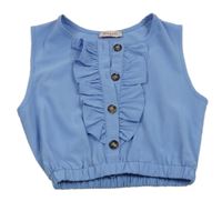 Modrý lehký crop trop s volánkem 