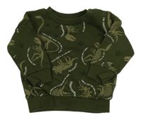 Khaki mikina s kostrami dinosaurů a nápismi PRIMARK