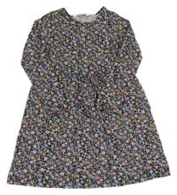Černo-lila kvetované bavlnené šaty H&M