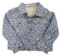 Modro-bílá květovaná riflová bunda H&M
