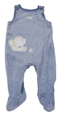 Modrošedé sametové dupačky se slonem Mothercare