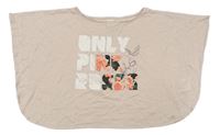 Svetloružový oversize crop tričko s nápisom H&M