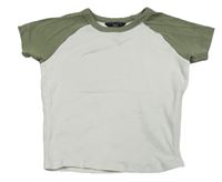 Bílo-khaki rebrované crop tričko New Look