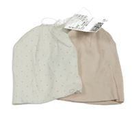 Nové - 2x - Svetloružová + biela čapica s bodkami H&M