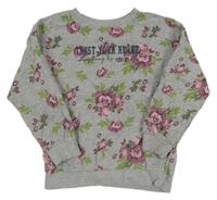 Sivá kvietkovana mikina s nápisom Alive