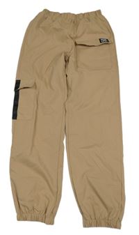 Béžové ľahké cuff nohavice s nápisom Shein