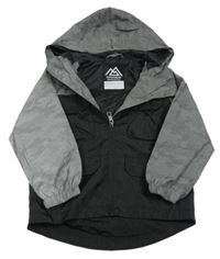 Černo-stříbrná šusťáková jarní bunda s kapucí Matalan