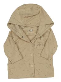 Béžová propínací mikina s puntínky a kapucí Next