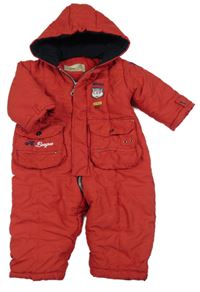 Červená šusťáková zimní kombinéza s kapucí Redactionbay