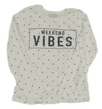 Bílé triko s puntíky s nápisem Primark