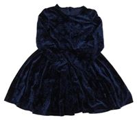 Tmavomodré sametové šaty s květy St. Bernard