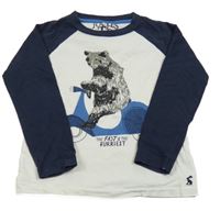 Bielo-tmavomodré tričko s medvedíkom Joules