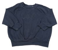 Tmavomodrá oversize mikina s dinosaurom George