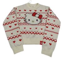 Smetanovo-červený vzorovaný crop sveter s Kitty H&M