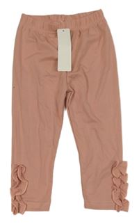 Nové - Svetloružové legíny s volánikmi