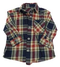 Tmavomodro-farebná kockovaná košeľová bunda Nutmeg