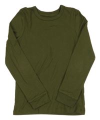 Olivové žebrované triko Tu