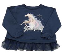 Tmavomodrá oversize mikina s Elsou a sieťovinou C&A