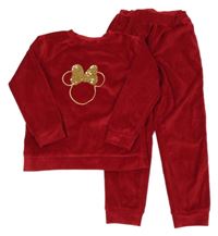 2set - Červená sametová mikina s MiInnií + kalhoty George