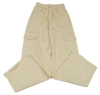 Smetanové široké rifle s kapsami a vysokým pasem H&M