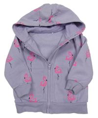 Levandulová prepínaci mikina s plameňáky a kapucňou George