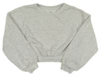 Sivá melírovaná crop mikina s nápisom H&M