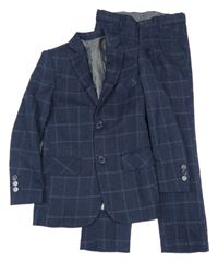 2set - Tmavomodro-bílé kostkované společenské sako + kalhoty Paisley London