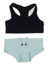 2set - Čierna lambáda + svetlomodré nohavičky s čumáčkem