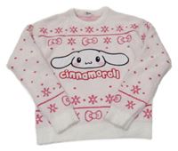 Svetloružový chlpatý crop sveter s Cinnamoroll