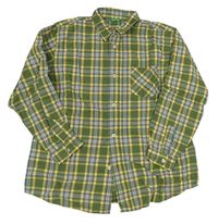 Olivovo-modro-hořčicovo-bílá kostkovaná košile Benetton