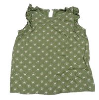 Khaki top s kvietkami a volániky s madeirou C&A