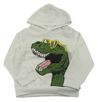Biela mikina s dinosaurom a kapucňou