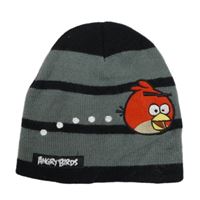 Sivo-čierna pruhovaná pletená čapica s Angry Birds George