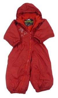 Červená šušťáková funkčná zateplená kombinéza s kapucňou Regatta