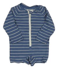 Modro-bílý pruhovaný vzorovaný kraťasový overal H&M