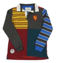Vínovo-tmavošedo/petrolejovo-pruhovaná mikina s nášivkami - Harry Potter a límečkem M&S