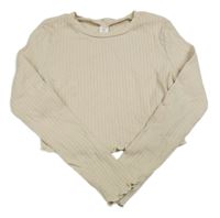 Béžové rebrované crop tričko SHEIN