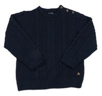 Tmavomodrý žebrovaný vzorovaný svetr Next