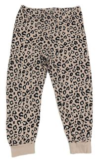 Pudrovo-černo-bílé vzorované pyžamové kalhoty 