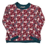 Starorůžovo-smaragdová vzorovaná tepláková mikina