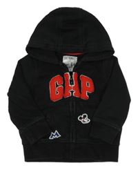 Černá propínací mikina s logem a Mickey a kapucí GAP