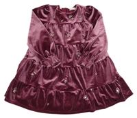 Vínové zamatové šaty s kvietkami s flitrami M&S