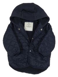 Tmavomodrá prošívaná šusťáková jarní zateplená bunda s kapucí George