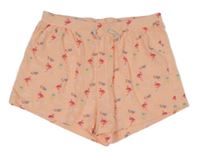 Neonově broskvové kraťasy s brýlemi a plameňáky a ananasy GIRLS