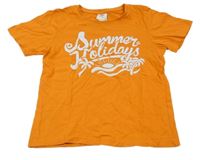 Oranžové tričko s nápismi a palmami C&A