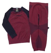 2Set - Vínovo-tmavomodré melírované thermo triko se vzorem + kalhoty lupilu